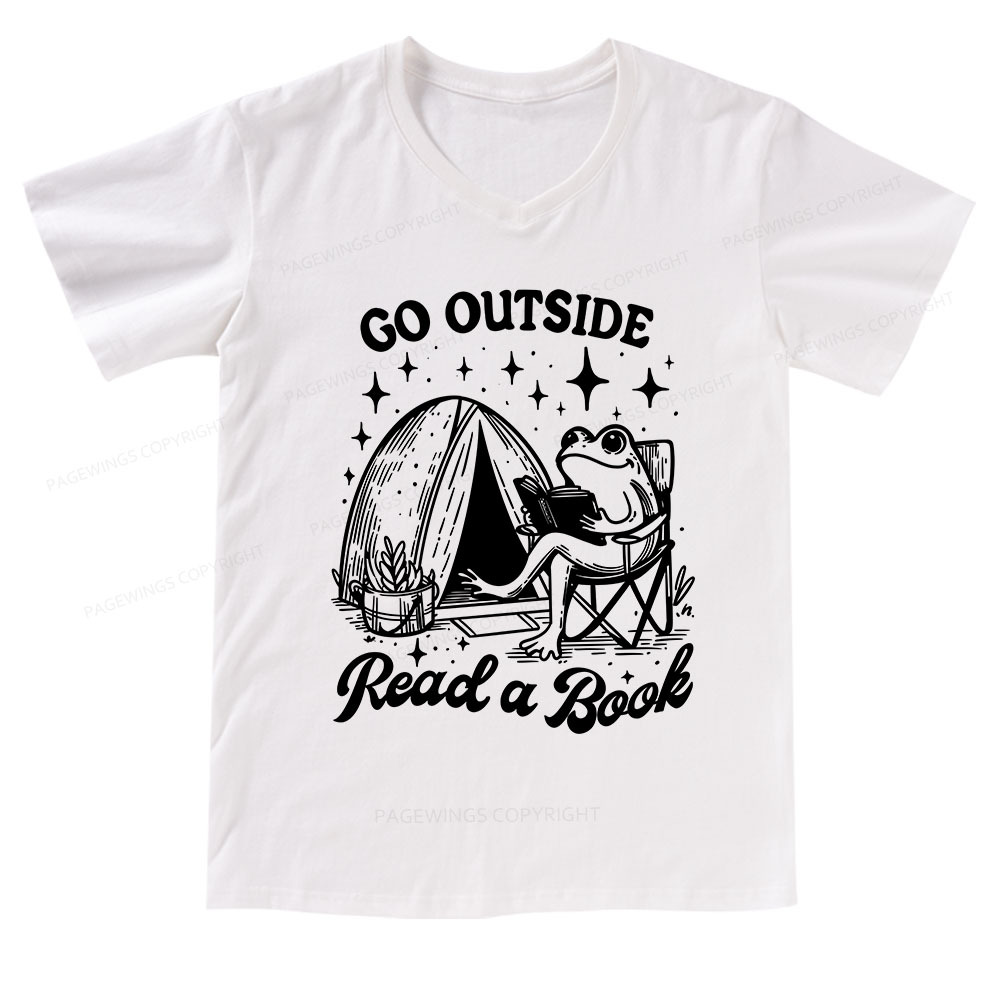 Pagewings Go Outside V-neck T-shirt