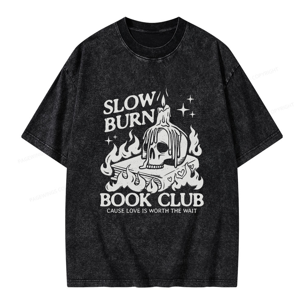 Pagewings Slow Burn Book Club Unisex Washed T-shirt
