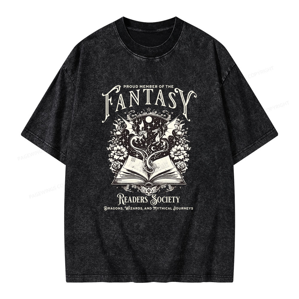 Pagewings Fantasy Readers Society Unisex Washed T-shirt