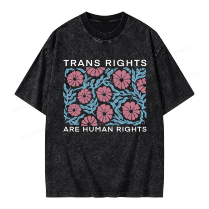 Pagewings Trans Rights Are Human Rights Unisex Washed T-shirt