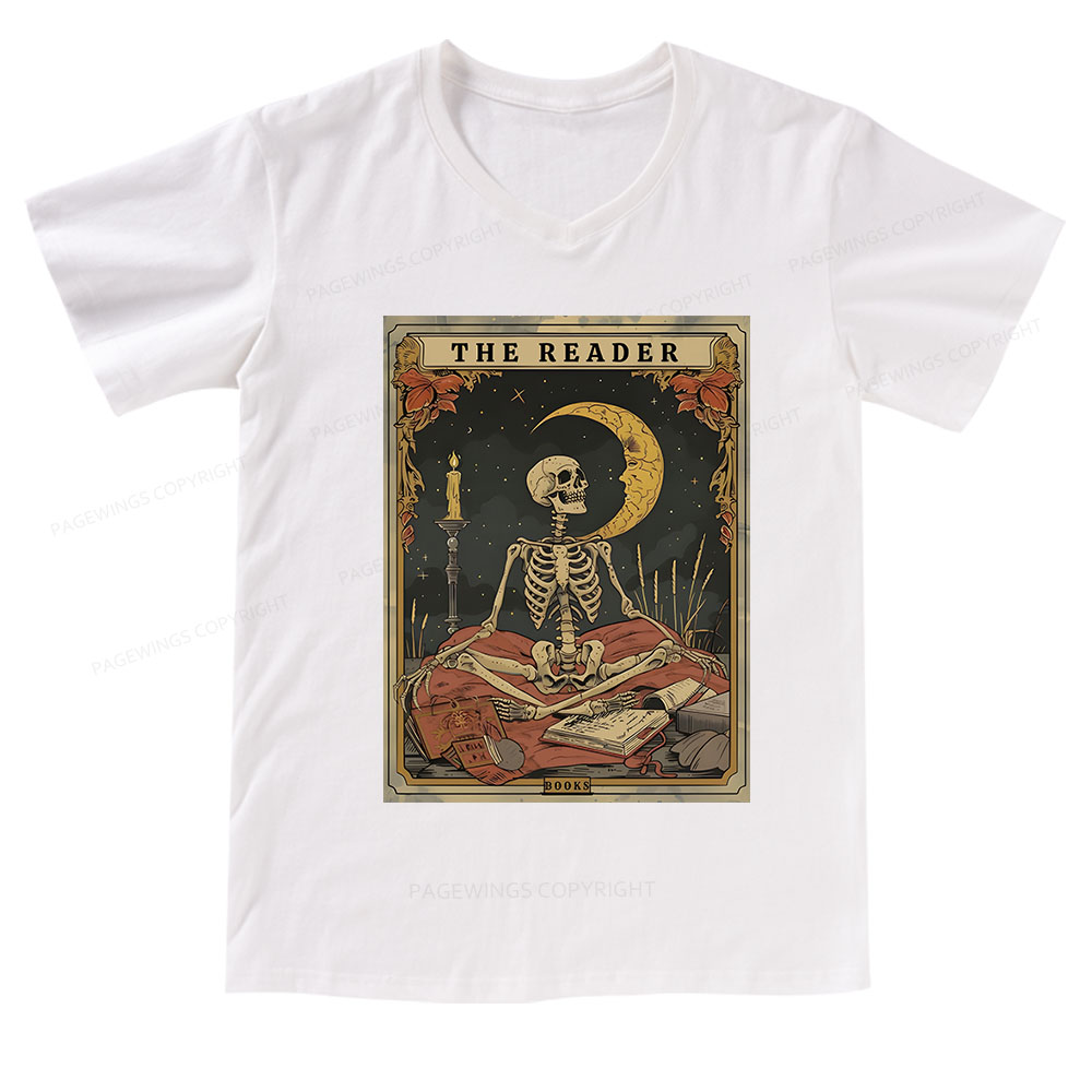 Pagewings The Reader Tarot Card V-neck T-shirt