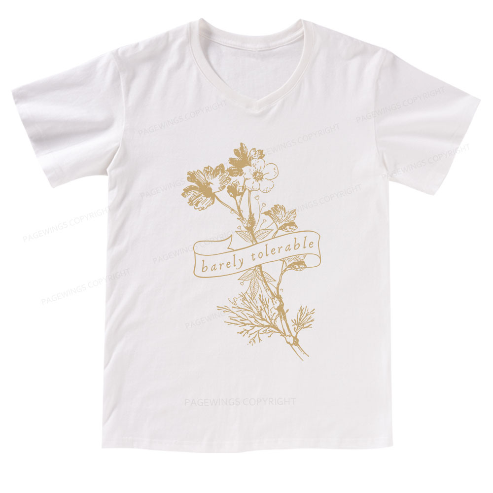 Pagewings Barely Tolerable V-neck T-shirt