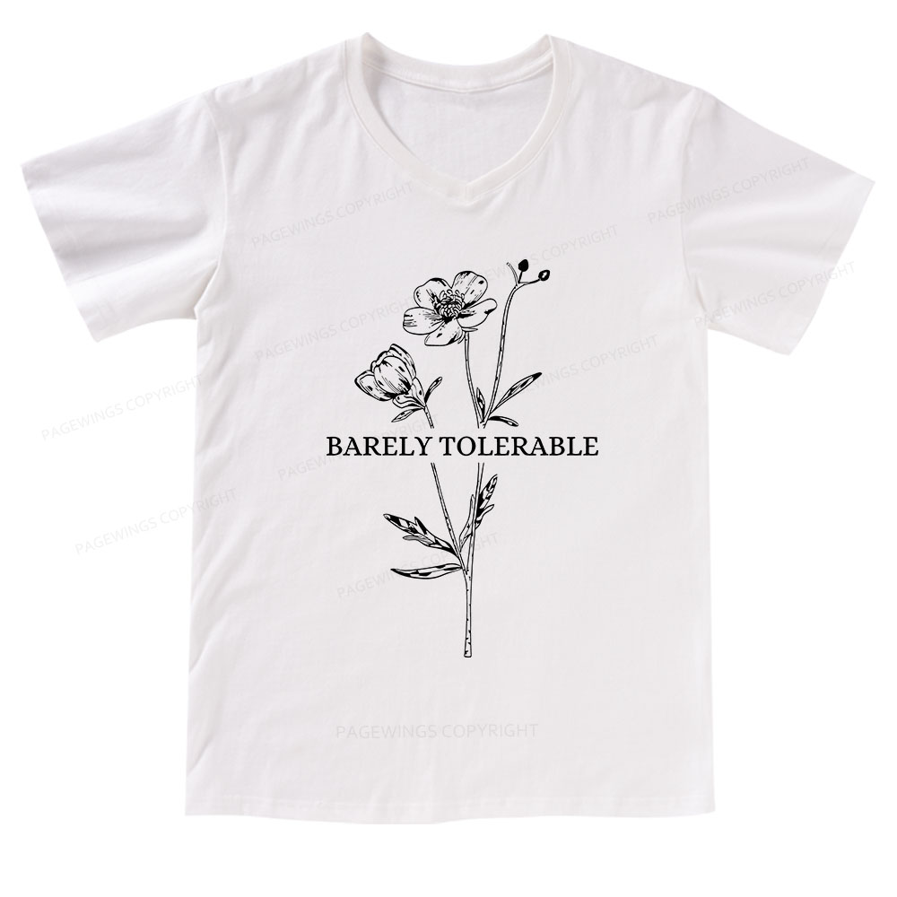 Pagewings Barely Tolerable V-neck T-shirt