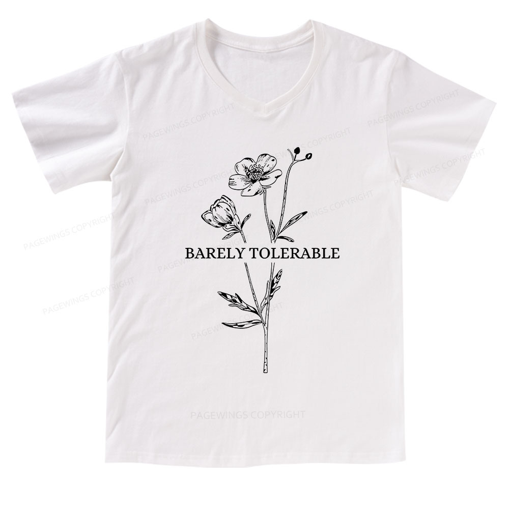 Pagewings Barely Tolerable V-neck T-shirt