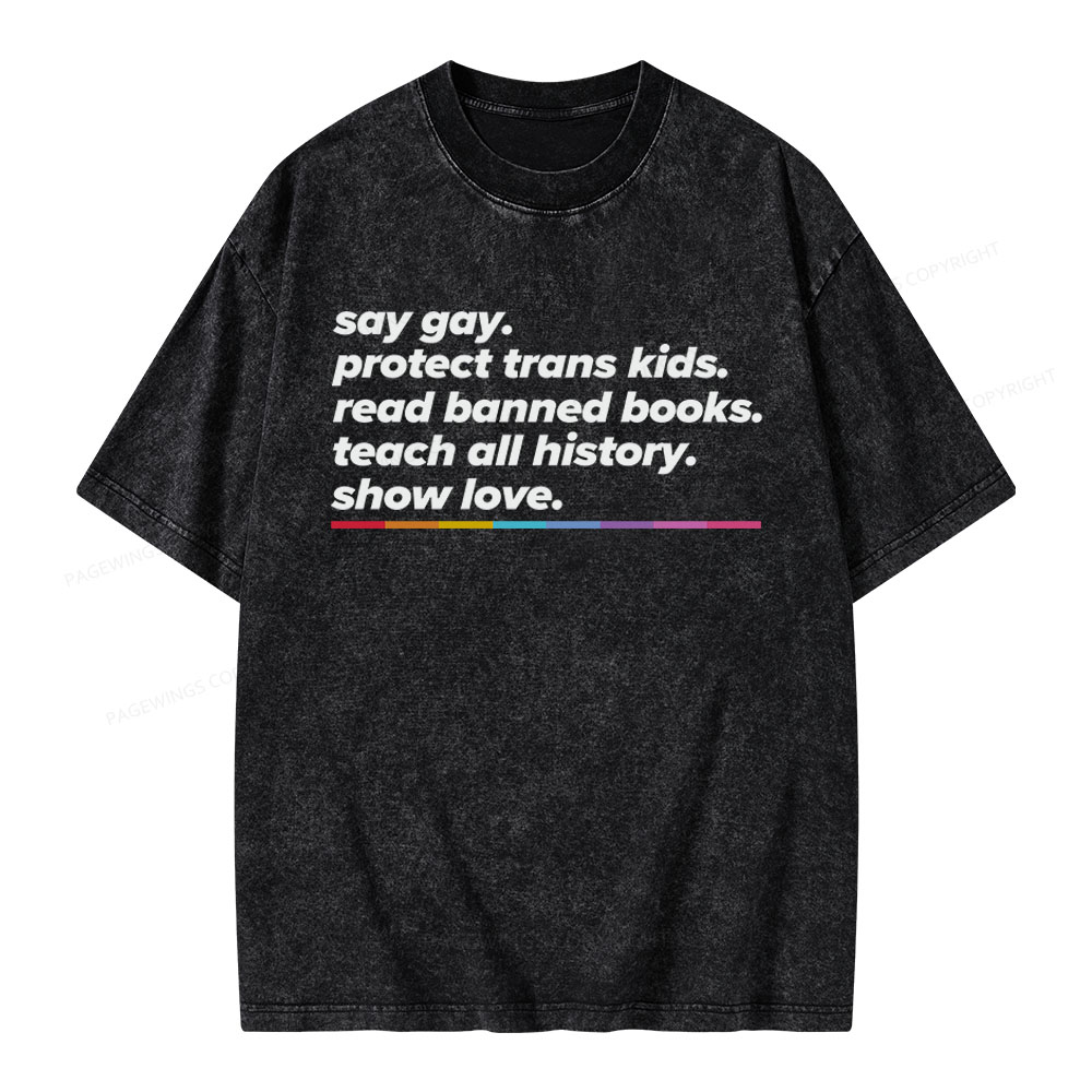 Pagewings Read Banned Books Unisex Washed T-shirt