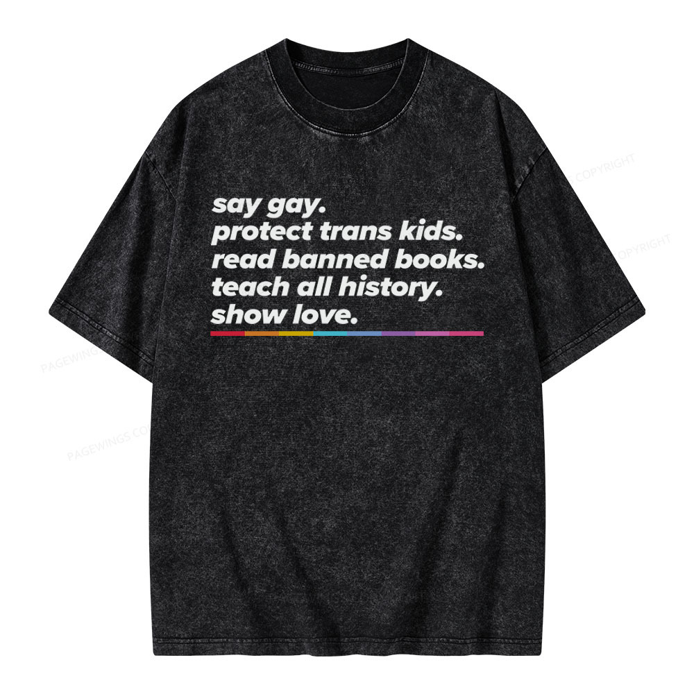 Pagewings Read Banned Books Unisex Washed T-shirt