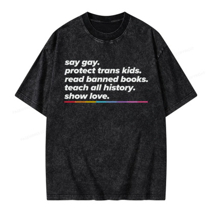 Pagewings Read Banned Books Unisex Washed T-shirt