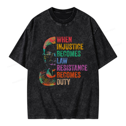 Pagewings When Injustice Becomes Law Unisex Washed T-shirt