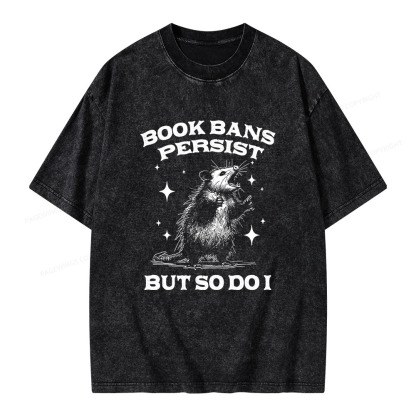 Pagewings Book Bans Persist But So Do I Unisex Washed T-shirt