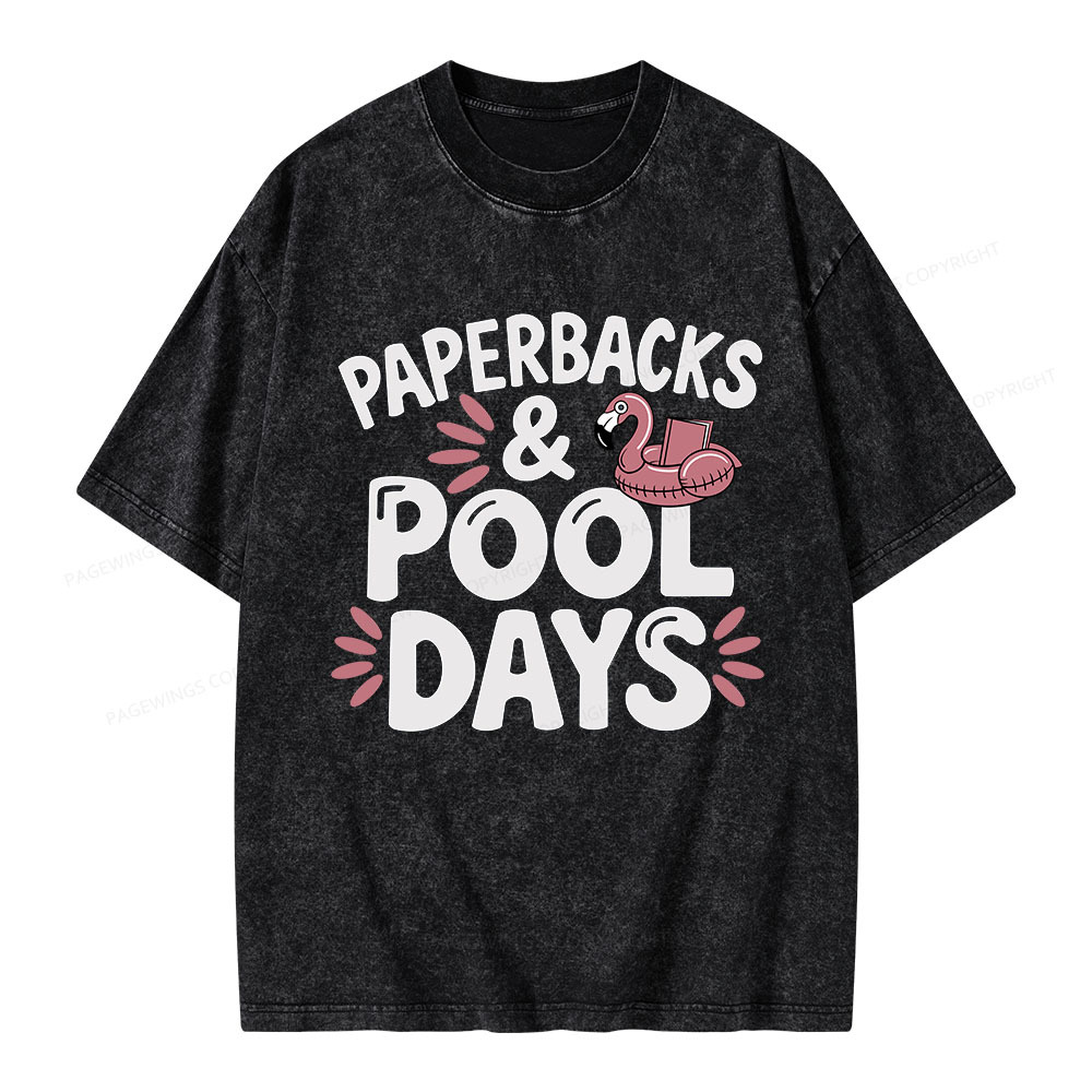Pagewings Paperbacks And Pool Days Unisex Washed T-shirt