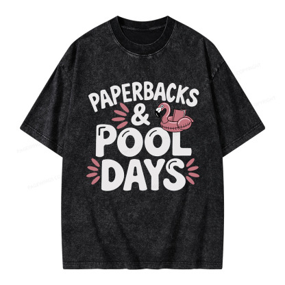 Pagewings Paperbacks And Pool Days Unisex Washed T-shirt