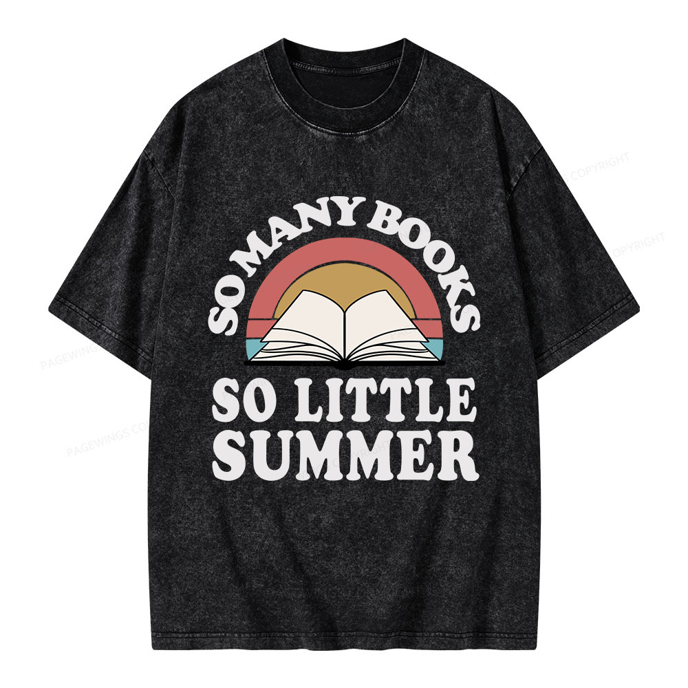 Pagewings So Many Books So Little Summer Unisex Washed T-shirt