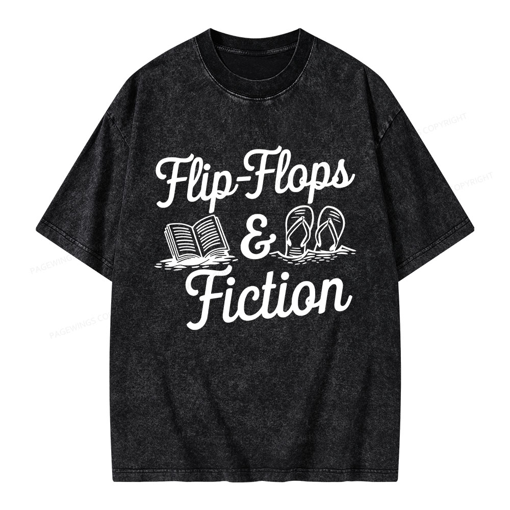 Pagewings Flip Flops And Fiction Unisex Washed T-shirt