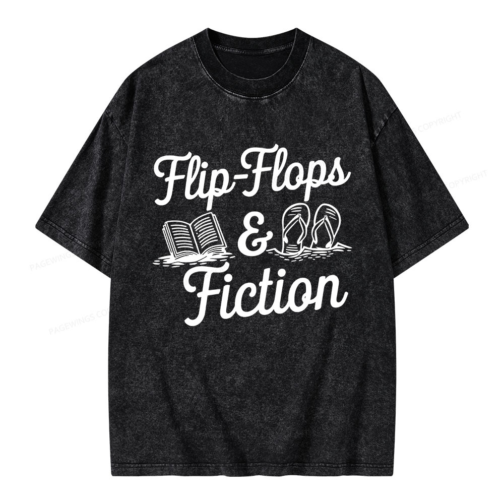 Pagewings Flip Flops And Fiction Unisex Washed T-shirt