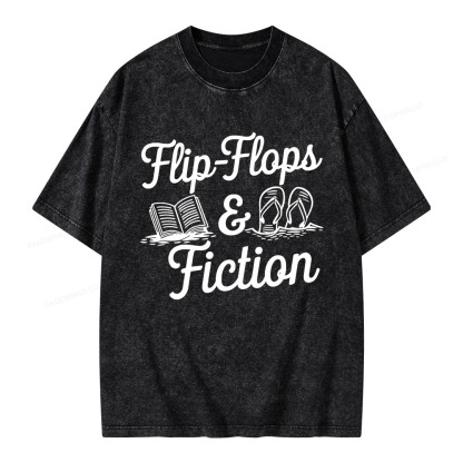 Pagewings Flip Flops And Fiction Unisex Washed T-shirt