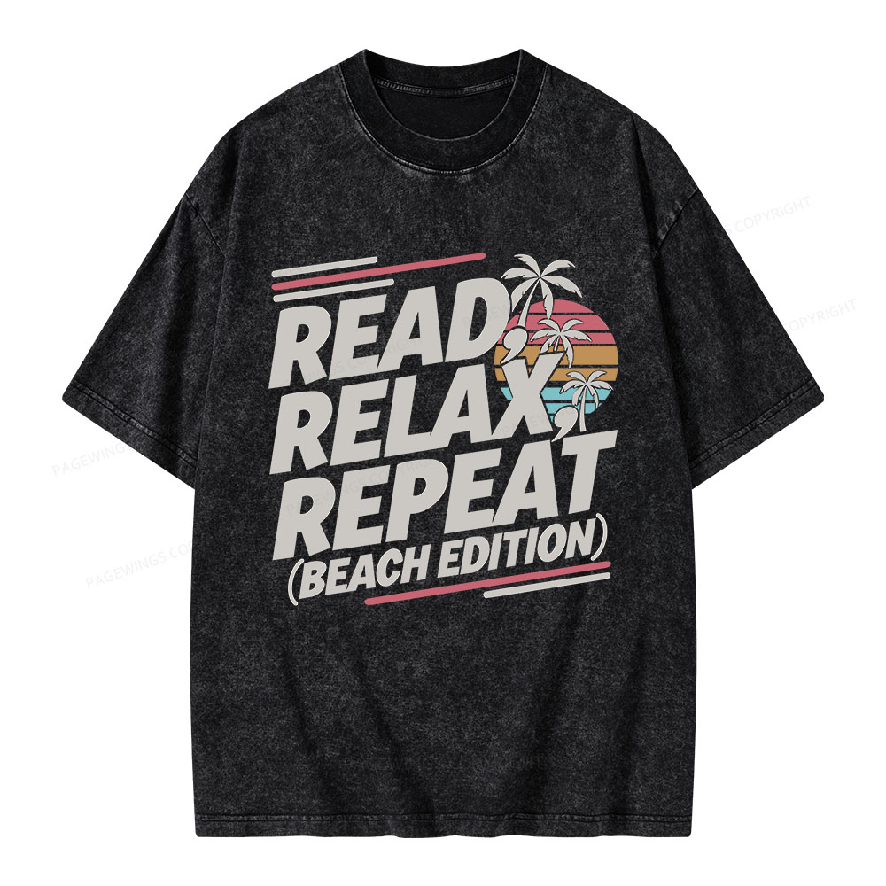 Pagewings Read Relax Repeat Unisex Washed T-shirt
