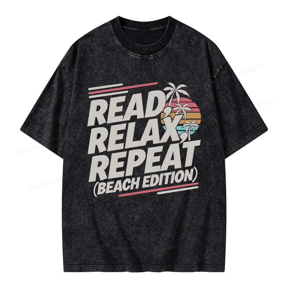Pagewings Read Relax Repeat Unisex Washed T-shirt