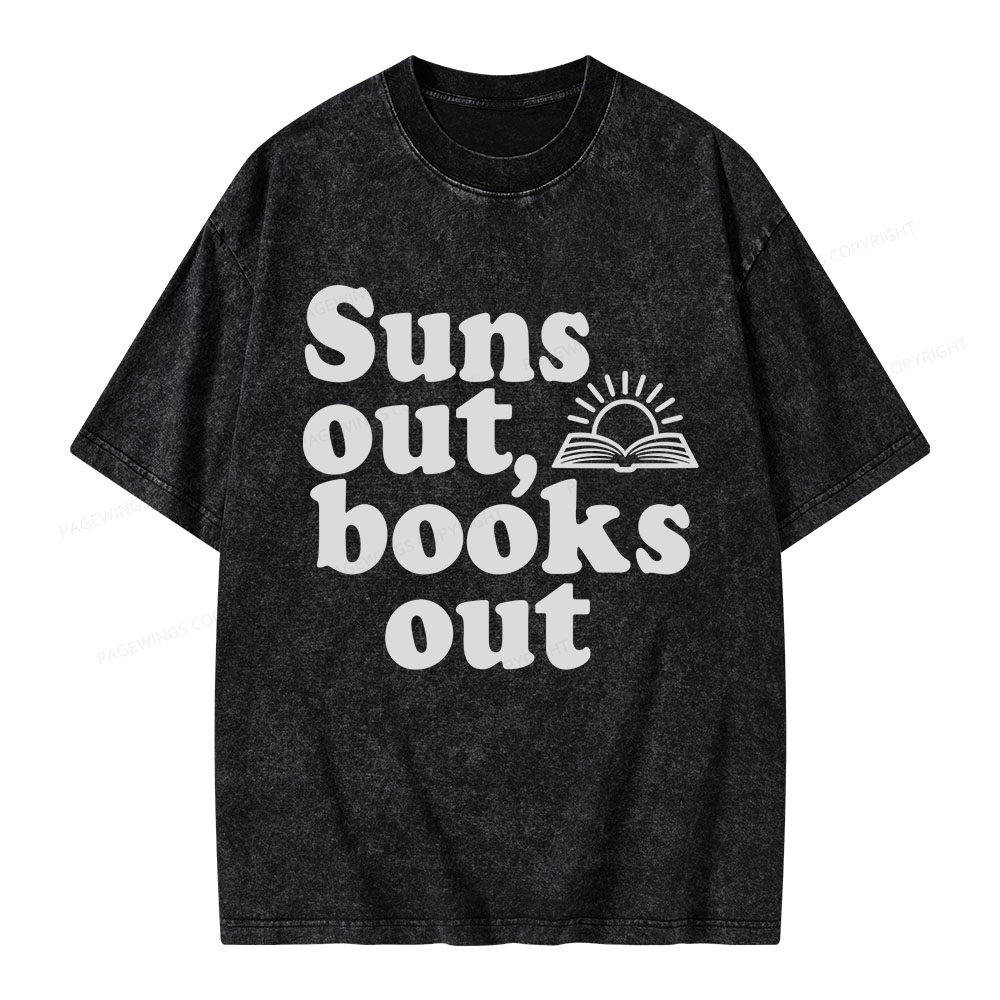 Pagewings Suns Out Books Out Unisex Washed T-shirt