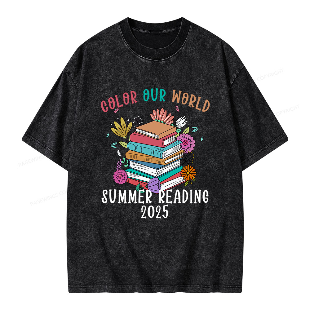 Pagewings Summer Reading 2025 Unisex Washed T-shirt