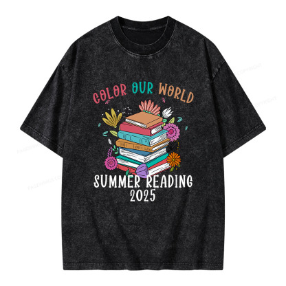 Pagewings Summer Reading 2025 Unisex Washed T-shirt