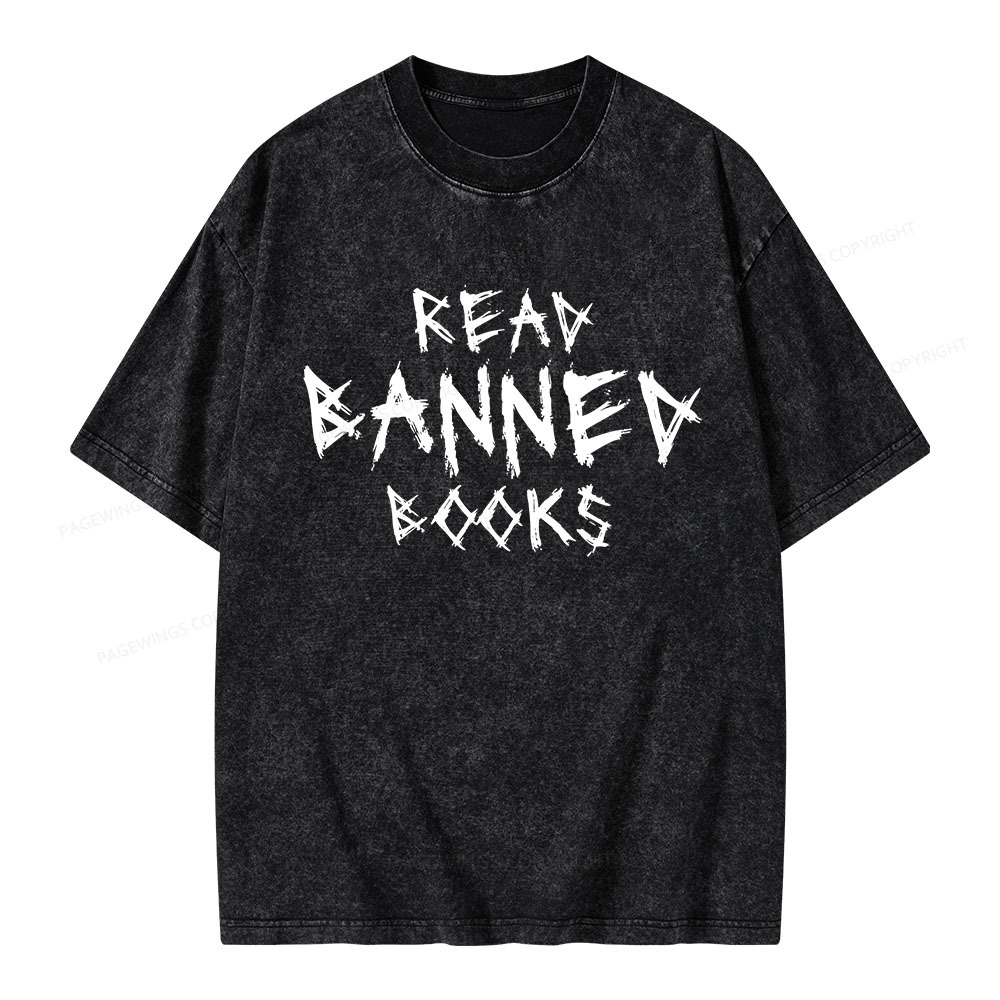 Pagewings I Read Banned Books Unisex Washed T-shirt