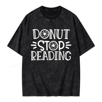 Pagewings Donut Stop Reading Unisex Washed T-shirt