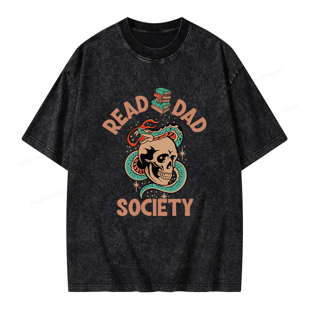 Pagewings Read Dad Society Unisex Washed T-shirt