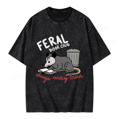 Pagewings Feral Book Club Unisex Washed T-shirt