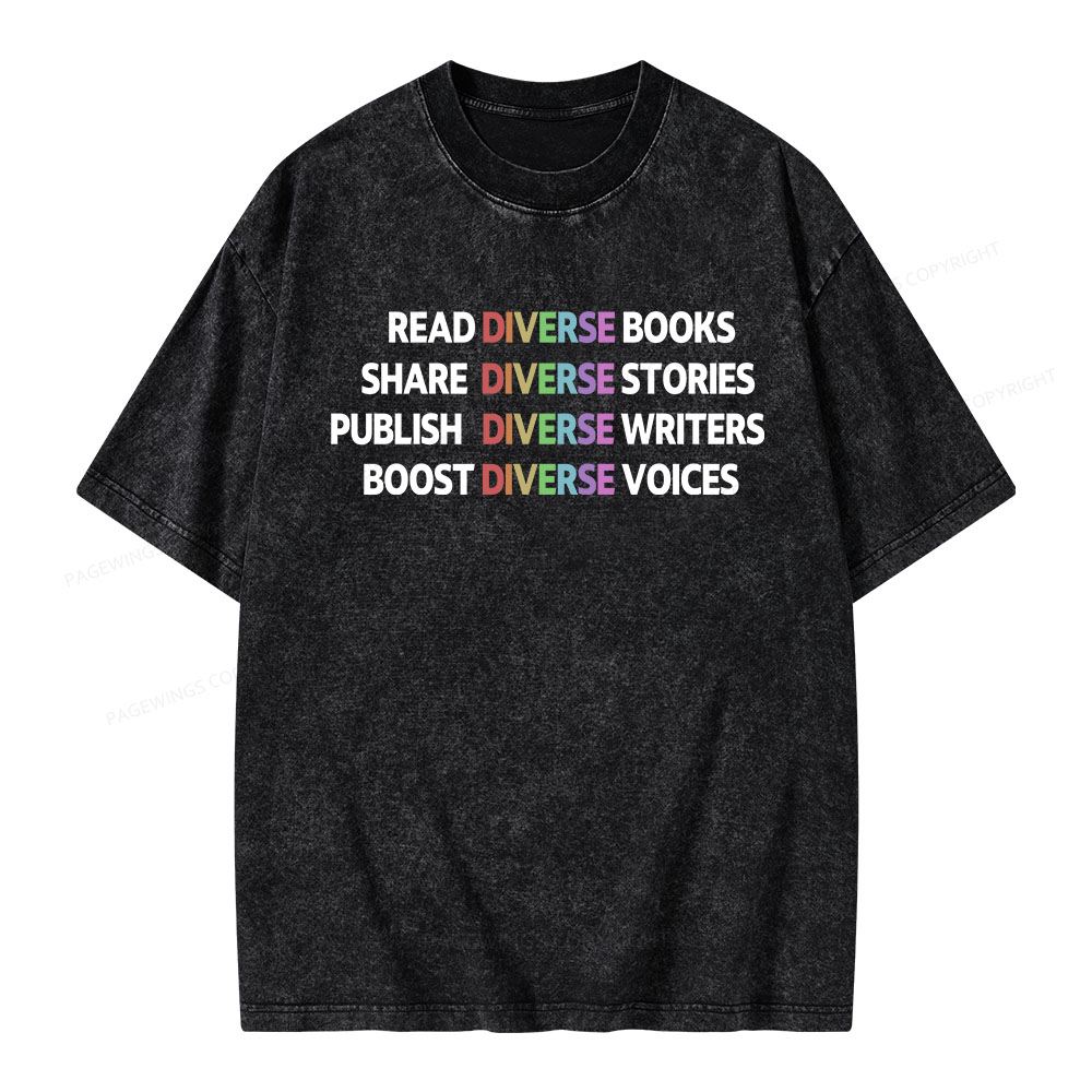 Pagewings Read Diverse Books Unisex Washed T-shirt