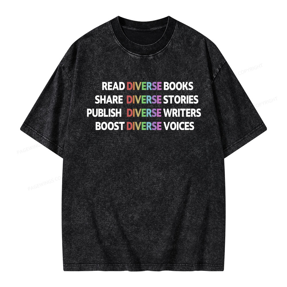 Pagewings Read Diverse Books Unisex Washed T-shirt