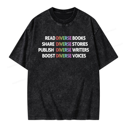 Pagewings Read Diverse Books Unisex Washed T-shirt