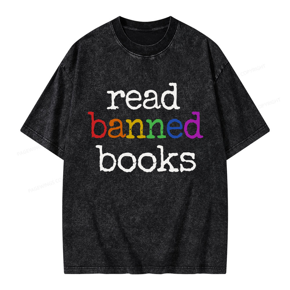 Pagewings Read Banned Books Unisex Washed T-shirt