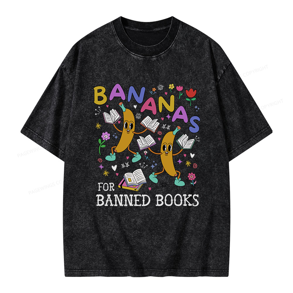 Pagewings Read Banned Books Unisex Washed T-shirt