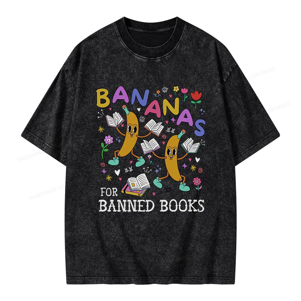 Pagewings Read Banned Books Unisex Washed T-shirt