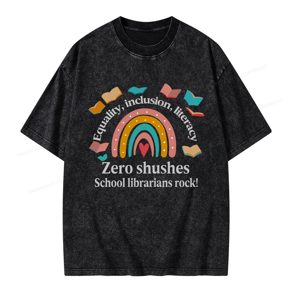 Pagewings Equality Inclusion Literacy Unisex Washed T-shirt