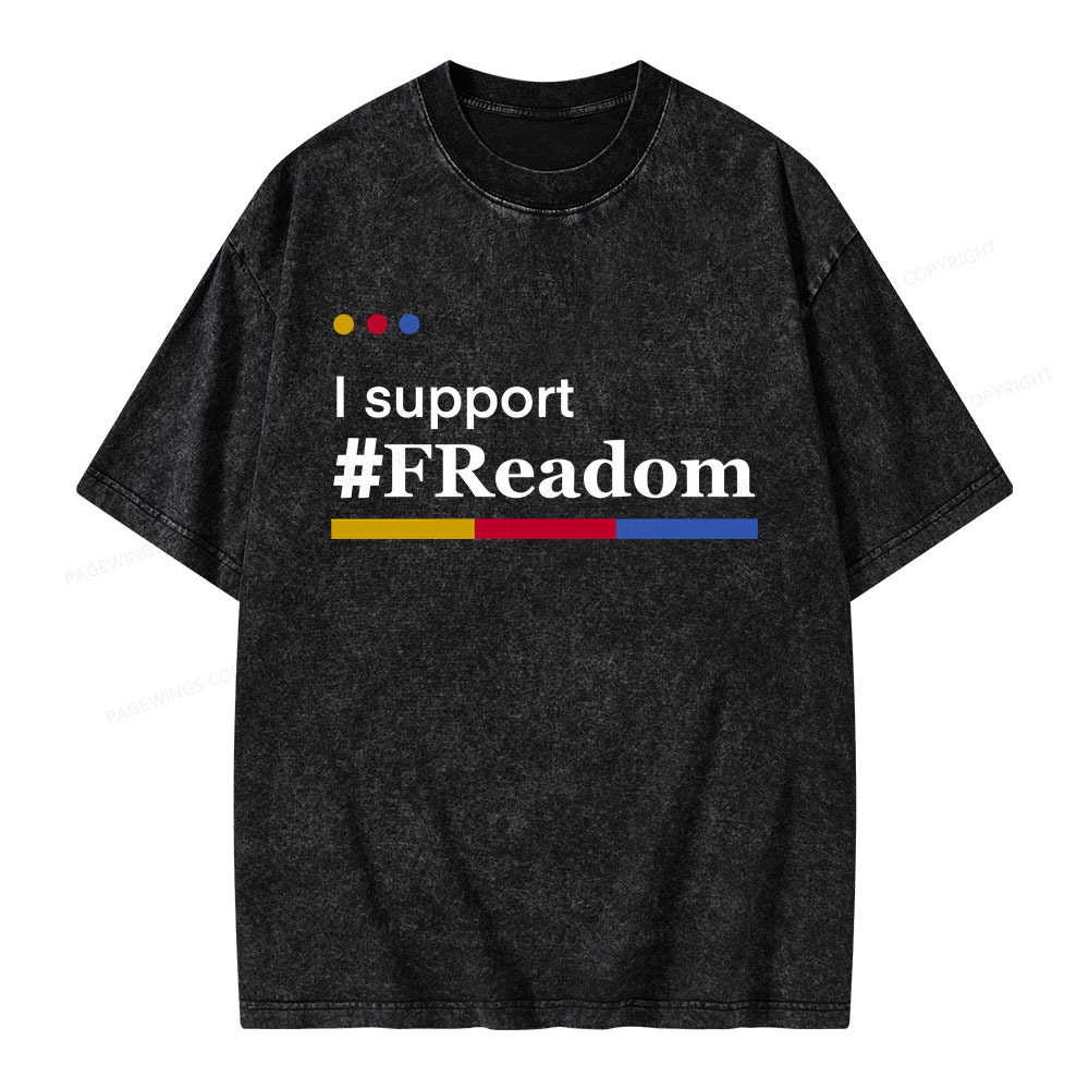 Pagewings I Support FReadom Unisex Washed T-shirt