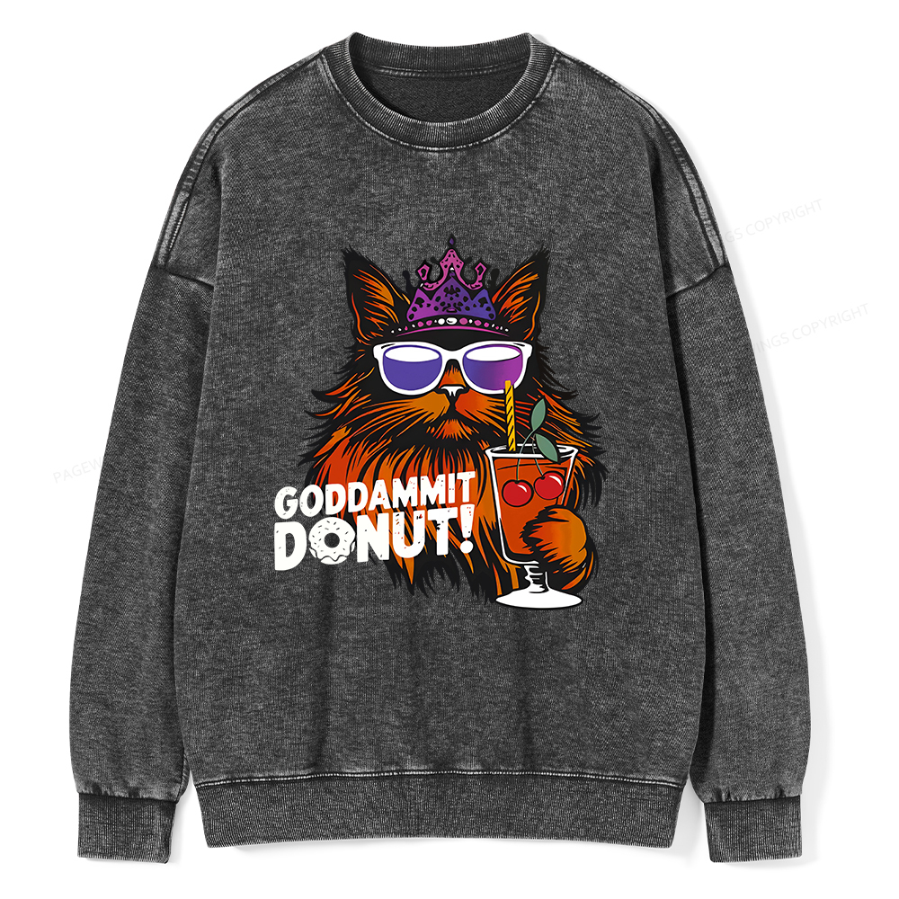 Pagewings Goddammit Donut Unisex Washed Sweatshirt