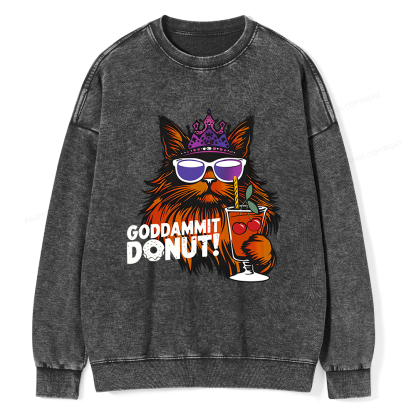 Pagewings Goddammit Donut Unisex Washed Sweatshirt