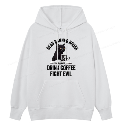 Pagewings Read Books Drink Coffee Fight Evil Shirt Unisex Classic Hoodie