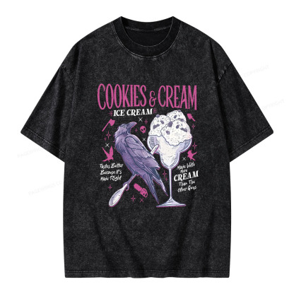 Pagewings Cookies Cream Ice Cream Unisex Washed T-shirt