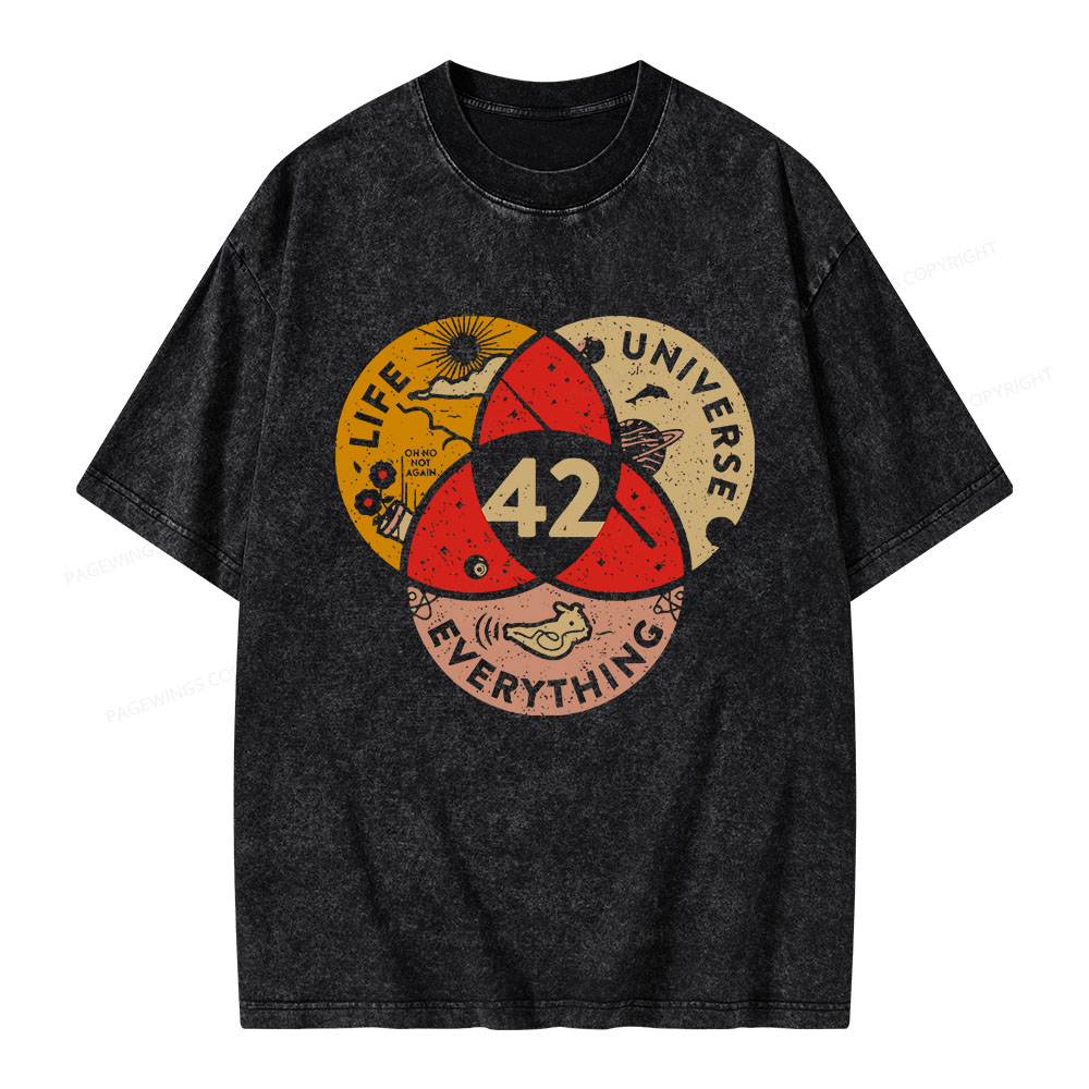 Pagewings 42 The Answer To Life The Universe And Everything Unisex Washed T-shirt