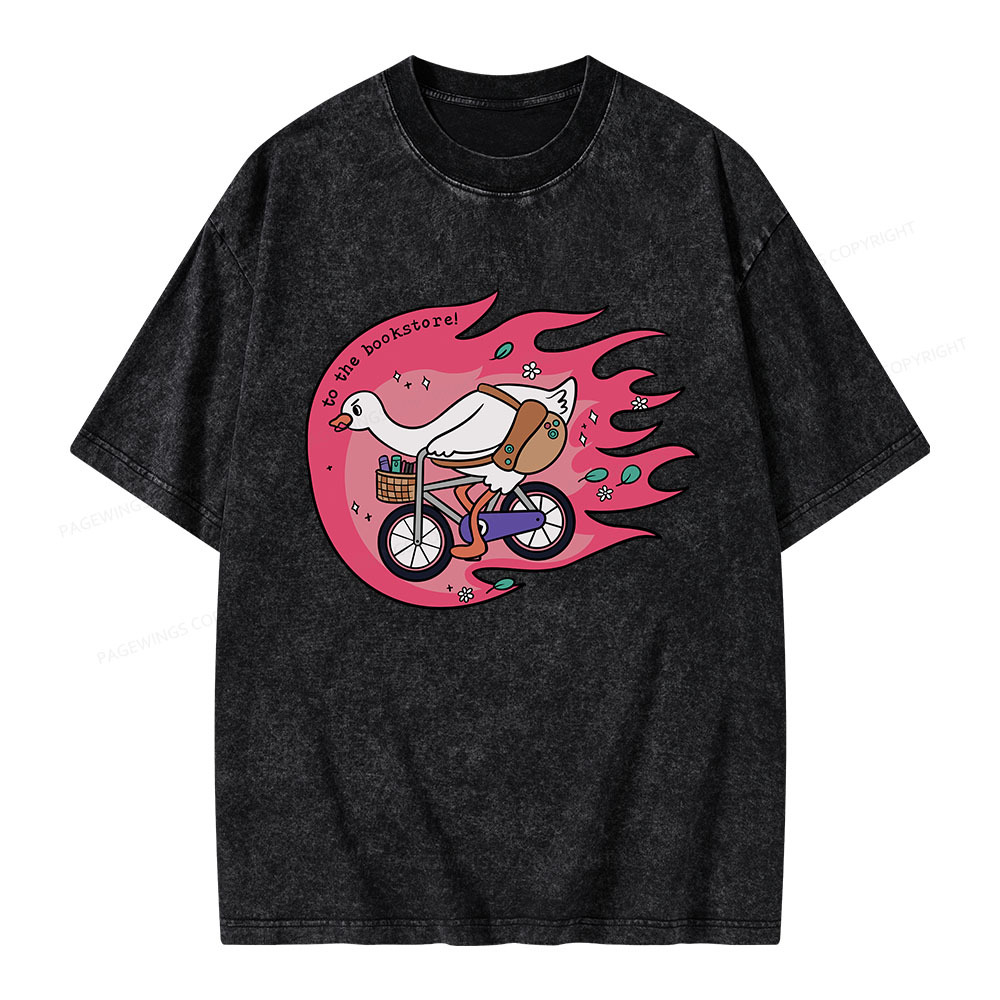 Pagewings To the Bookstore Unisex Washed T-shirt