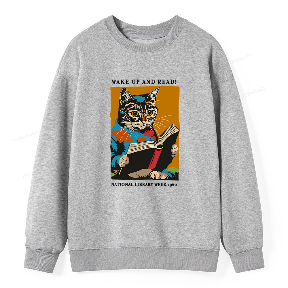 Pagewings Cat Reading Poster Unisex Classic Sweatshirt