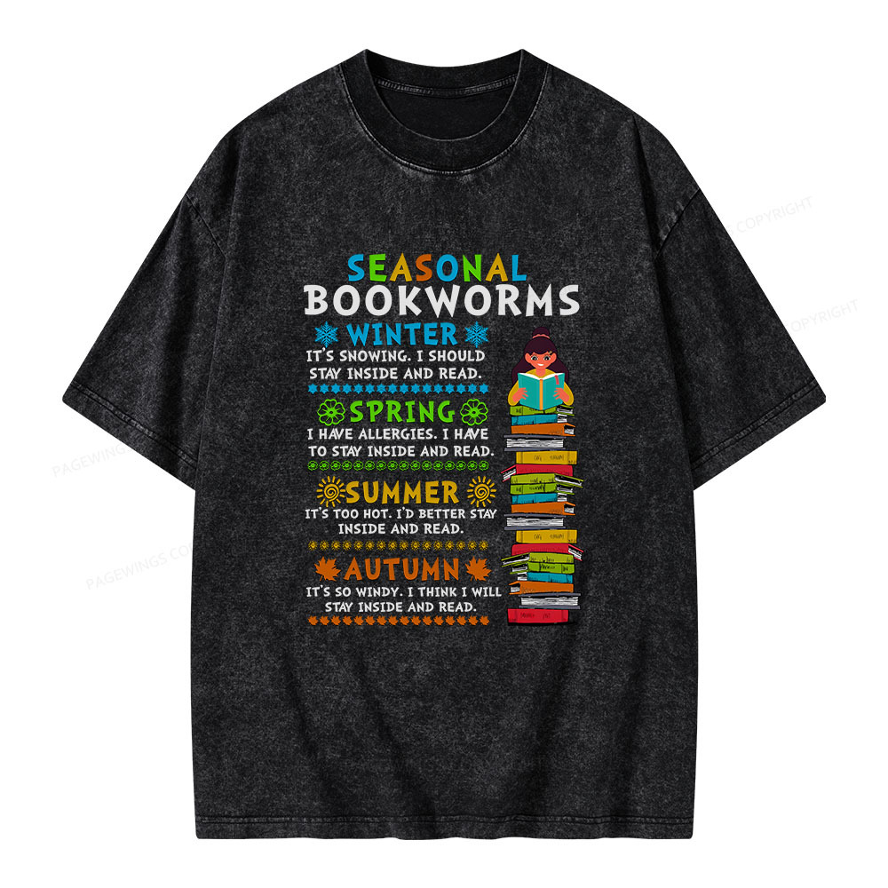 Pagewings Seasonal BookWorms Unisex Washed T-shirt