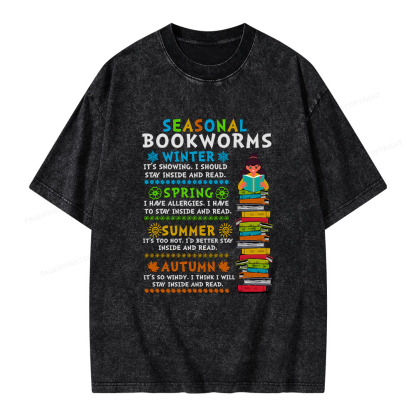 Pagewings Seasonal BookWorms Unisex Washed T-shirt