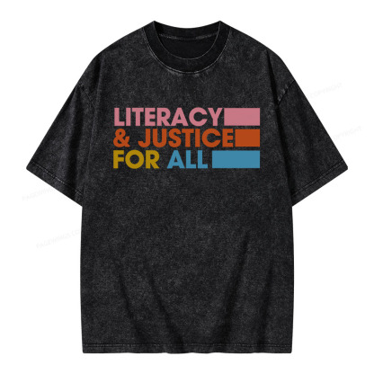 Pagewings Literacy Justice For All Unisex Washed T-shirt