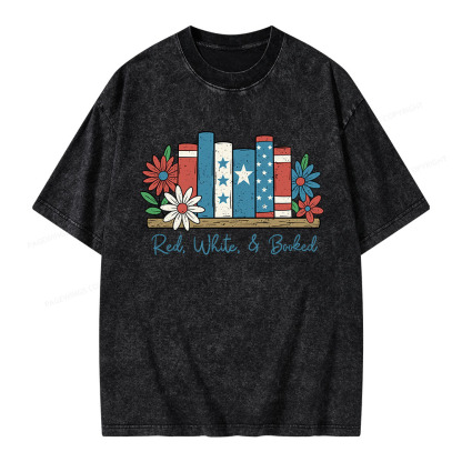 Pagewings Book Lover Independence Day Unisex Washed T-shirt