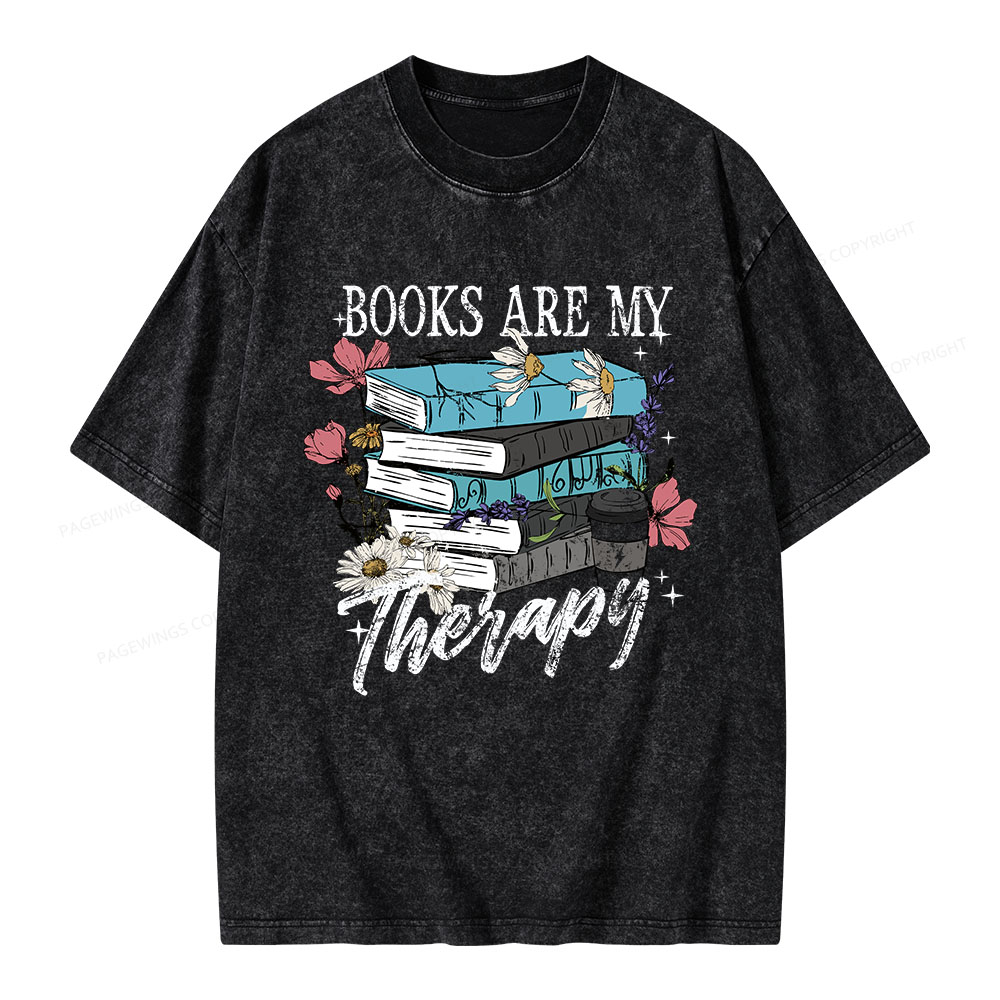 Pagewings Book Are My Therapy Unisex Washed T-shirt