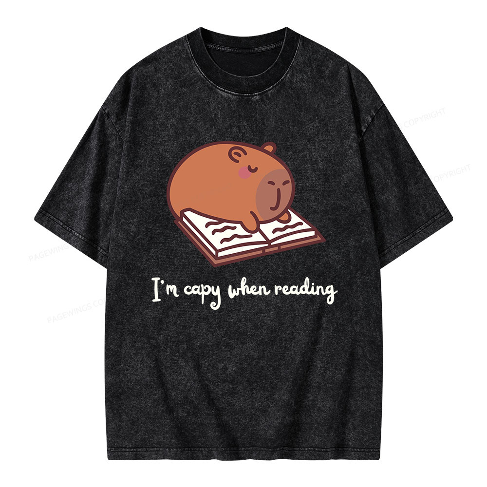 Pagewings I'm Capy When I'm Reading Unisex Washed T-shirt