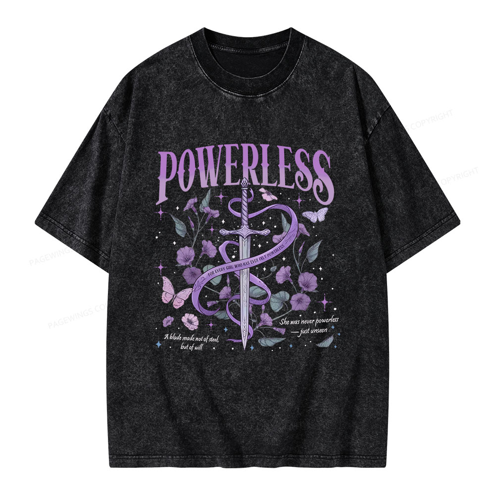 Pagewings Powerless Bookish Unisex Washed T-shirt